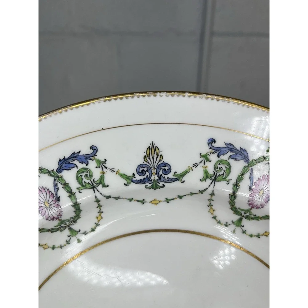 Minton H2581 Chop Plate Charger Garland Urns Floral Gold Pink Blue‎ Green 12.5